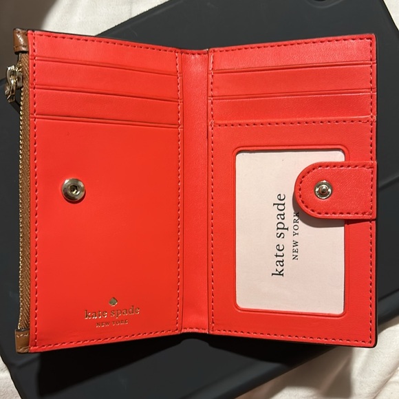 NWT Kate Spade Hayes Small Wallet in Warm Gingerbread brown leather Red - Picture 10 of 14